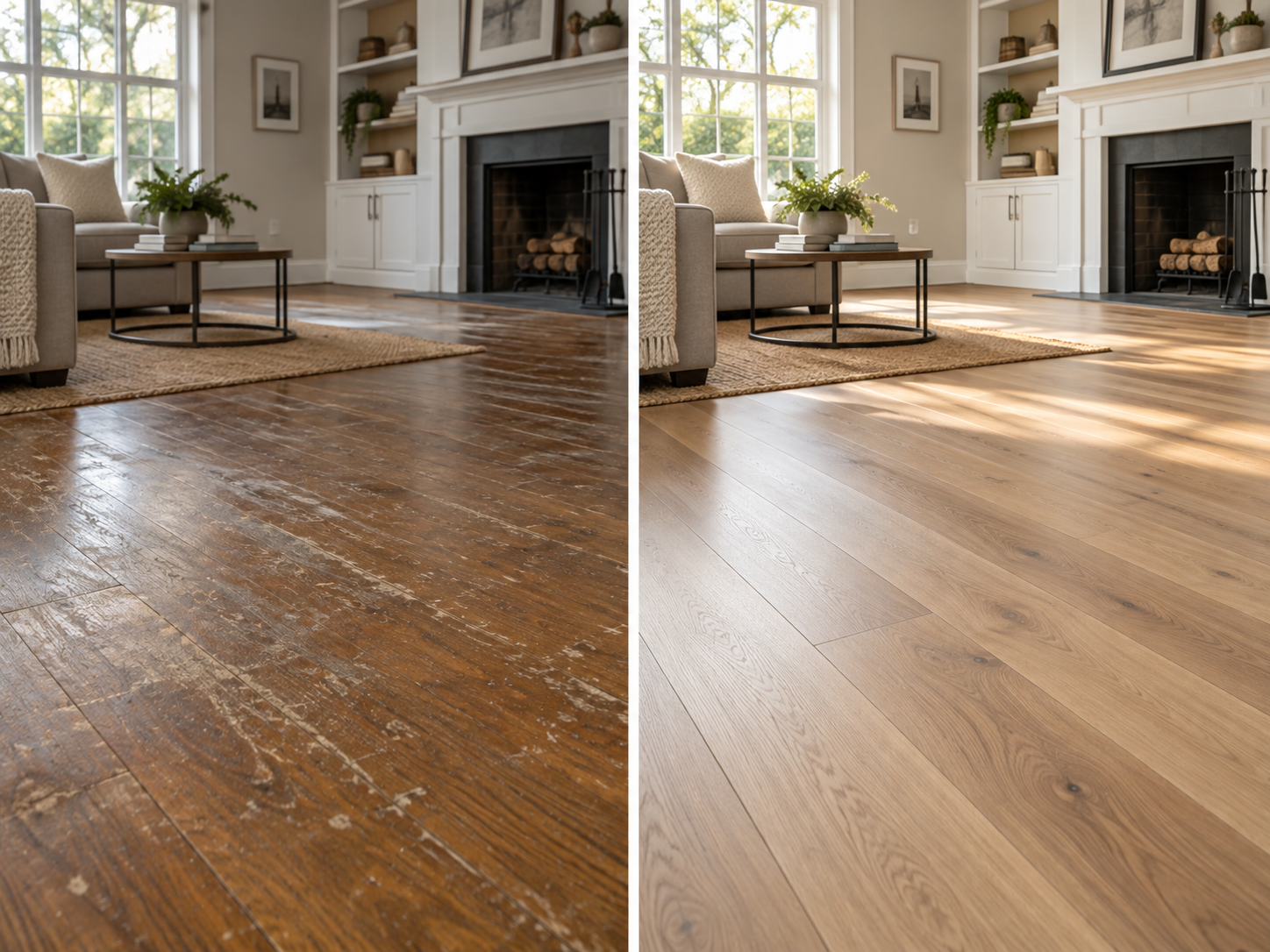 Residential flooring before and after